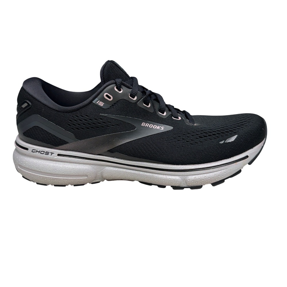 Brooks Ghost 15 Running Shoes Womens Size 9 Black Pink Neutral Athletic Running